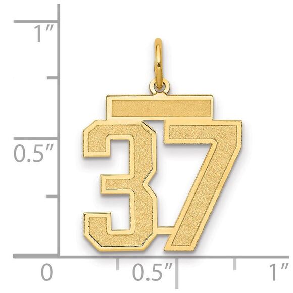 14k Yellow Gold, Jersey Collection, Medium Number 37 Pendant